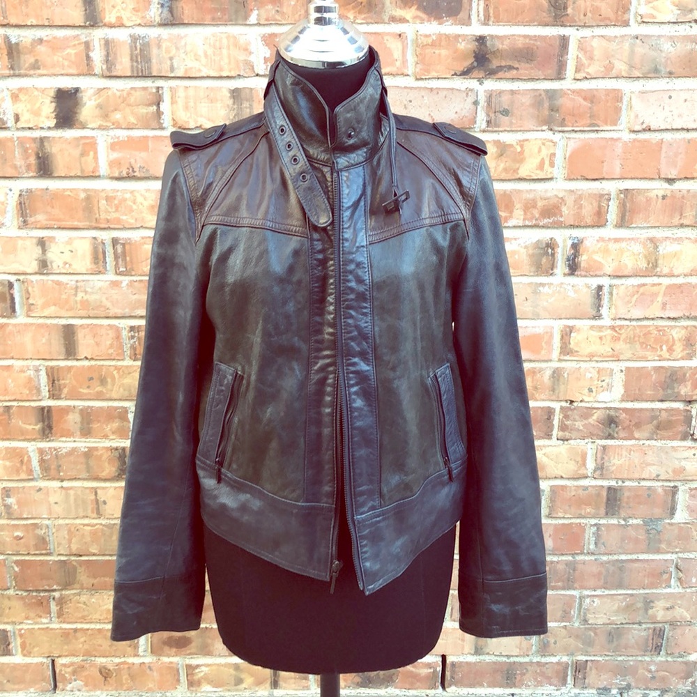 Kenneth Cole leather motorcycle jacket 3 tones